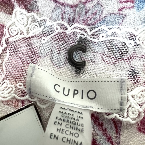 CUPIO Floral Ruffle Blouse - NWT, Cream, Blue, Orange and Red On Off Shoulder - Picture 4 of 10